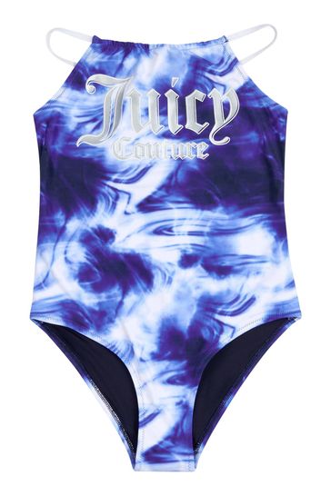 Juicy Couture Blue Marble Print Swimsuit
