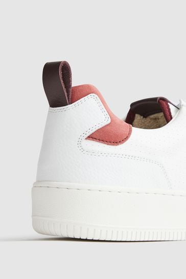 Buy Reiss White Bordeaux Mix Aira Mid Top Leather Trainers from Next Israel