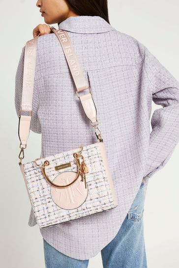 River island pink tote bag on sale