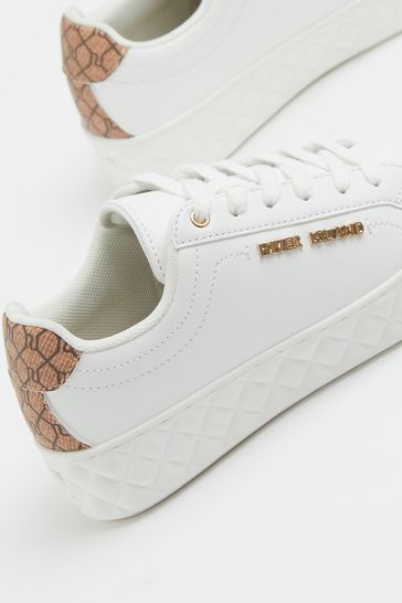 River Island Quilted Sole Lace Up White Shoes