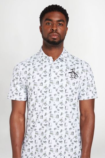 Buy Original Penguin Golf Retro Arcade Printed White Polo Shirt from Next  Singapore