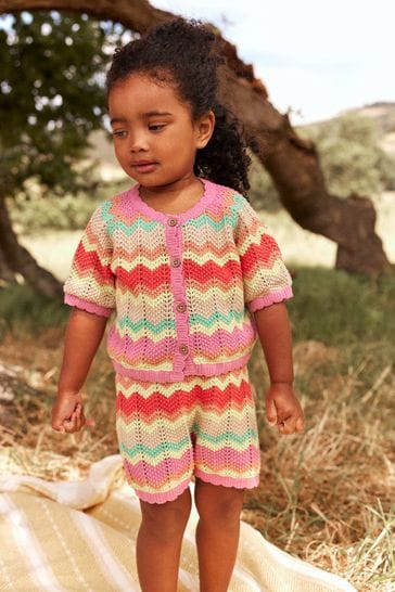 Ecru Marl Knitted Top And Short Set (3mths-7yrs)