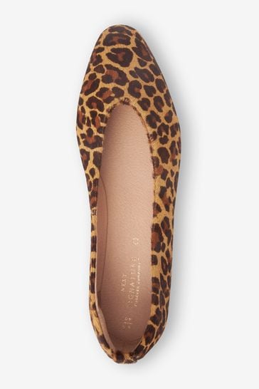 Leather leopard top flats