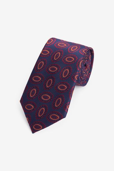 Blue Navy Geometric Regular Pattern Tie