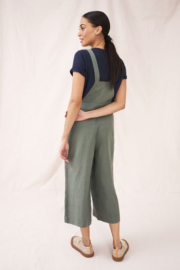 Buy White Stuff Green Debbie Linen Dungarees from Next Luxembourg