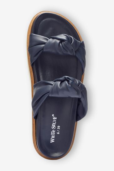 Buy White Stuff Blue Knotted Leather Footbed Sandals from Next Denmark