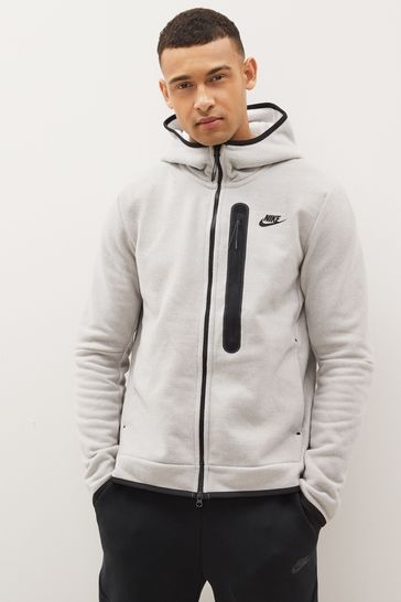 Nike Light Grey Tech Fleece Full-Zip Winterized Hoodie