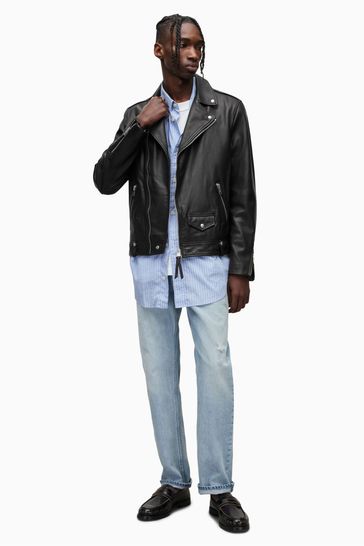 Buy AllSaints Milo Black Biker Jacket from Next Israel