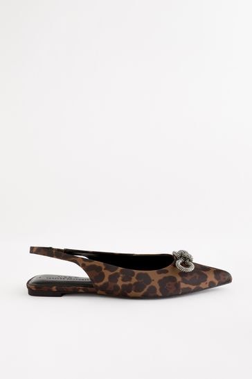 Buy Leopard Forever Comfort Bow Slingback Flats from Next Luxembourg
