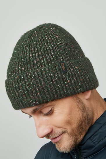 Green Textured Fleece Lined Beanie Hat