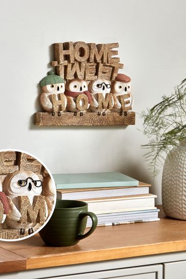 Natural Home Tweet Home Owls Wall Art Plaque