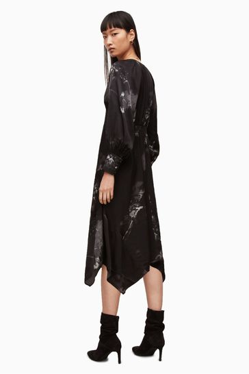 All saints black silk dress sale