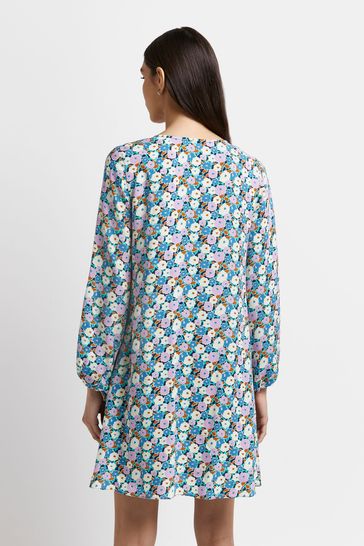 river island blue smock dress