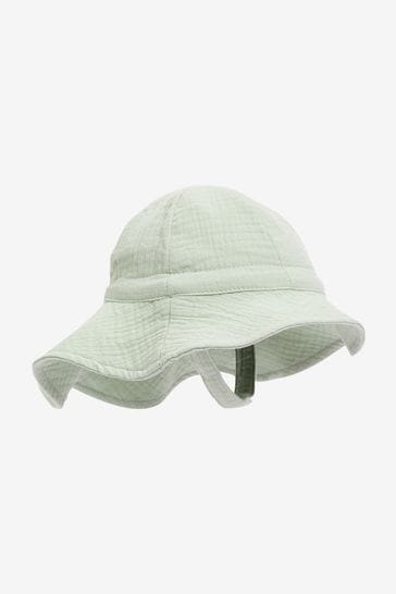 Mint Green Crinkle Baby Bucket Hat (0mths-2yrs)