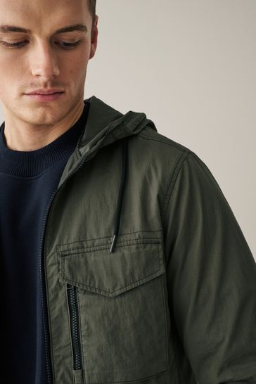 Buy Khaki Green Shower Resistant Hooded Utility Jacket from Next Netherlands