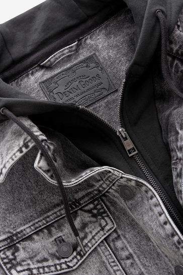 Denim Hollister Jacket w/ sweatshirt hood/ sleeves | Sherpa lined denim  jacket, Hollister jacket, Denim jacket women