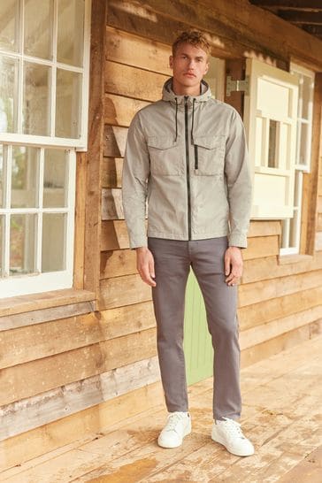 Buy Grey Shower Resistant Hooded Utility Jacket from Next Luxembourg