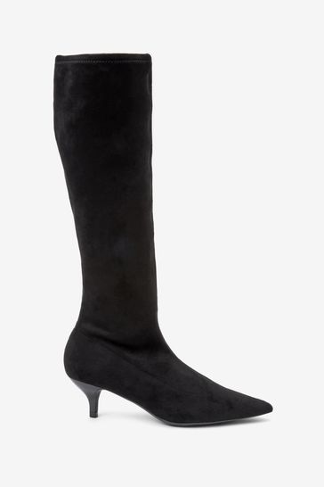 Kitten heel sock boots black outlet