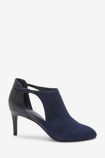 Navy blue clearance open toe booties