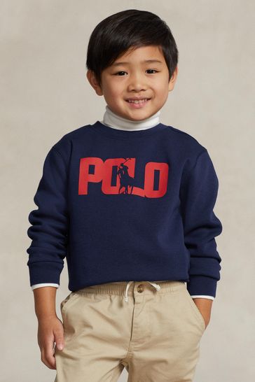 Buy Polo Ralph Lauren Boys Blue Polo Player Logo Sweatshirt from