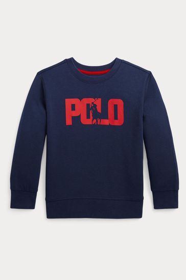 Buy Polo Ralph Lauren Boys Blue Polo Player Logo Sweatshirt from