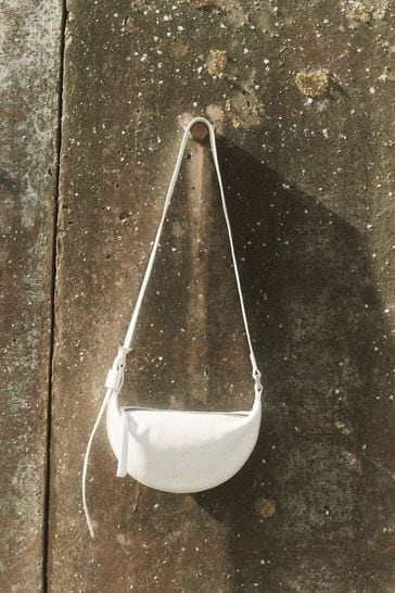 AllSaints White Half Moon Cross-Body Bag