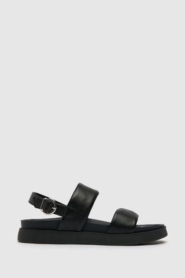 Schuh Tasha Black Leather Double Band Sandals