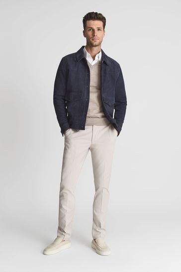 Navy hot sale suede coat