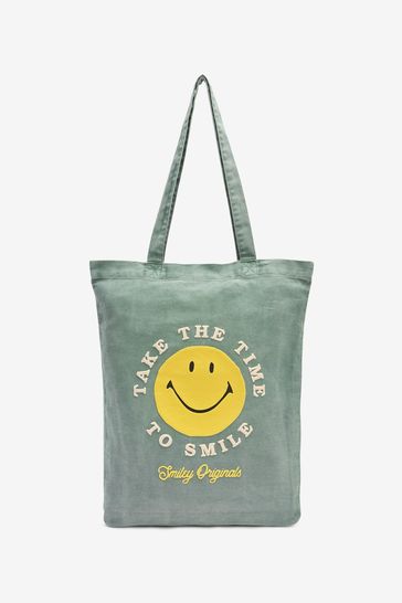 Washed Green Smiley® Cotton Reusable Bag For Life