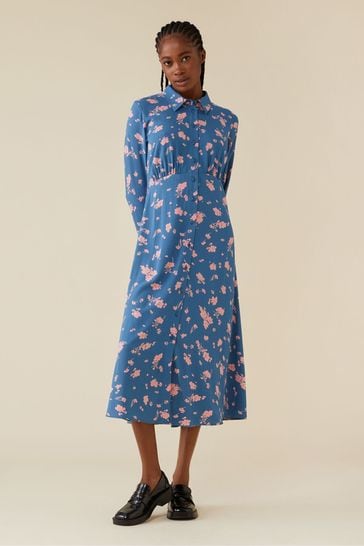 Finery Blue Mabel Ecovero Daisies Dress