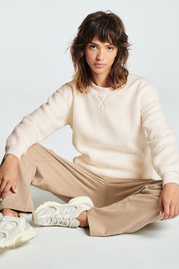 Buy Ecru White Teddy Borg Longline Fleece Sweatshirt from Next Latvia