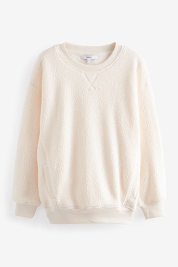 White 2024 teddy sweatshirt