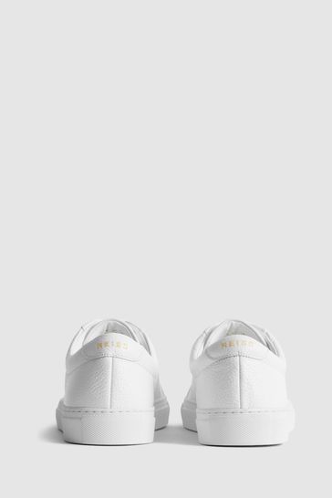 Buy Reiss White Luca Grained Leather Trainers from Next Singapore