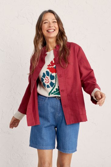 Buy Seasalt Pink Petite Cotton Linen Blend Clear Bloom Jacket from