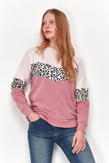 M&Co Pink Leopard Colour Block Sweatshirt
