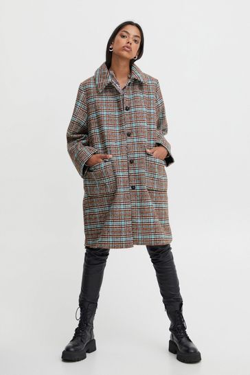 Ichi check online padded coat