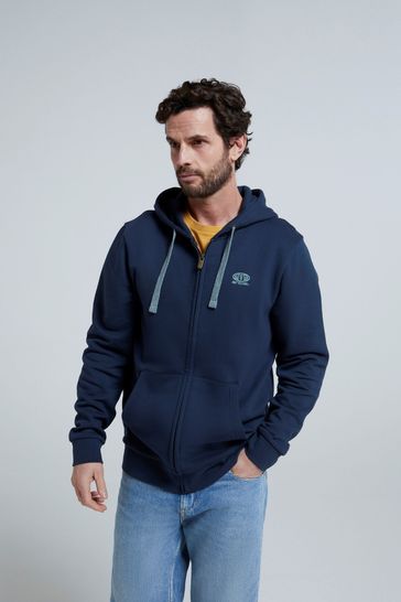 Buy Animal Mens Blue Woody Organic Zip Hoodie from Next Luxembourg