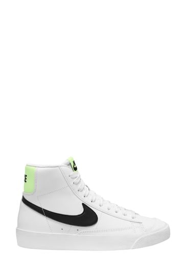 Nike White/Lime Blazer 77 Mid Youth Trainers