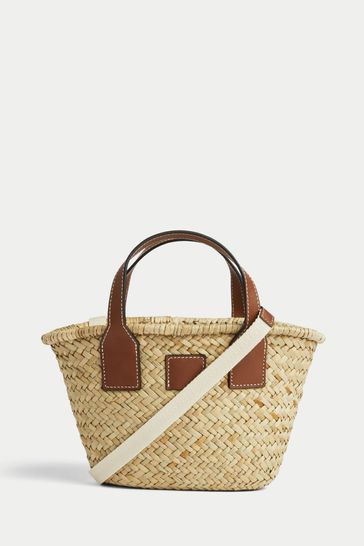 Lauren ralph lauren structured outlet straw mini reese tote