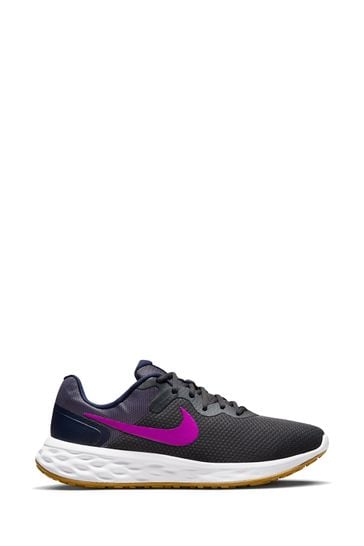 Nike Black/Purple Revolution 6 Running Trainers