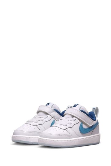 Buy Nike White Blue Glitter Court Borough Low Infant Trainers from Next Denmark