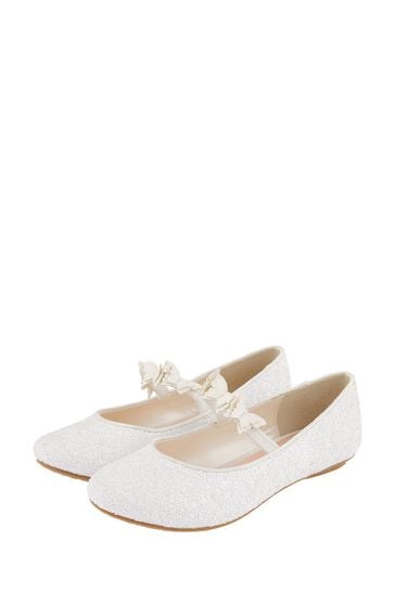 Buy Monsoon Natural Glittery Butterfly Ballerina Flats from Next