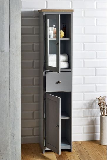 Grey tall outlet storage cabinet