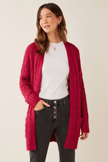 Bright Red Next Cable Cardigan