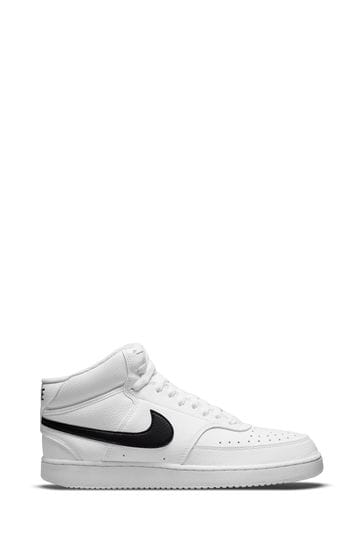 Nike White/Black Court Vision Mid Trainers