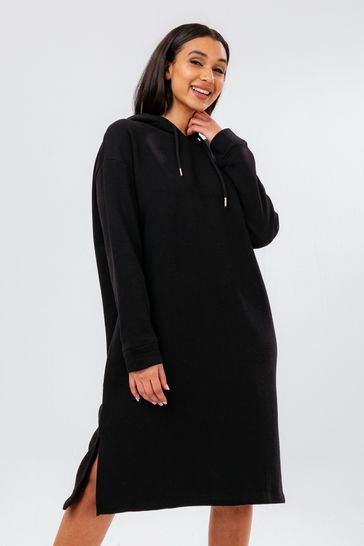 Hype. Womens Black Oversized Hoodie Dress
