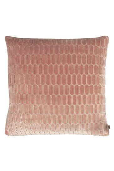 Kai Pink Rialta Geometric Cut Velvet Square Feather Filled Cushion