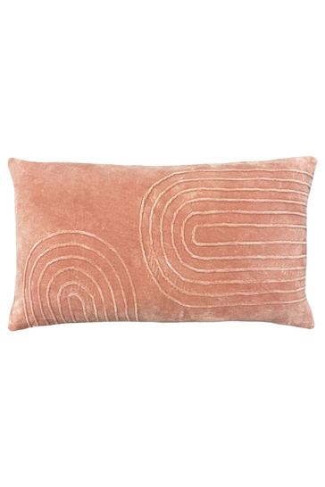 furn. Blush Pink Mangata Linear Cotton Velvet Cushion