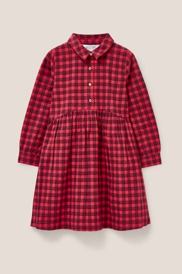 White Stuff Red Leila Check Shirt Dress