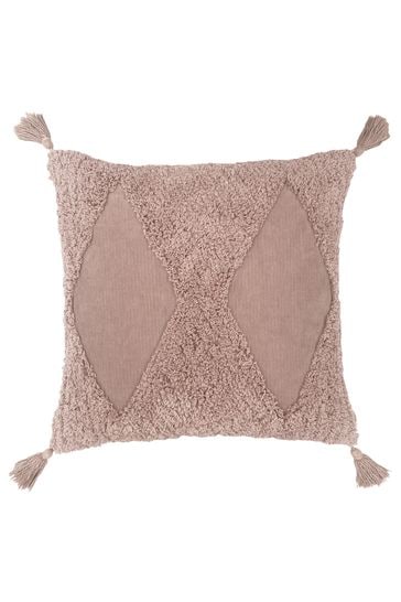 Buy furn. Blush Pink Kantha Cotton Tassel Corduroy Cushion from